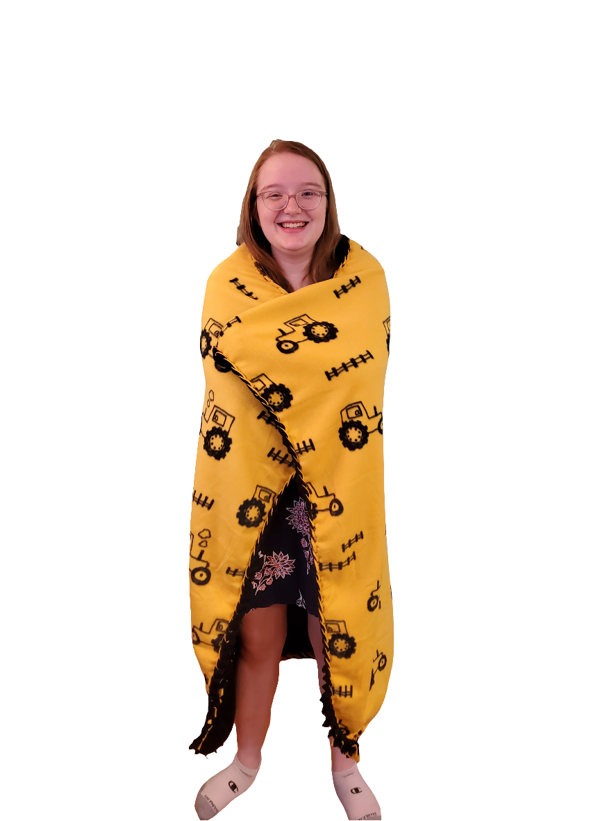 Tractors Braided Edge Blanket