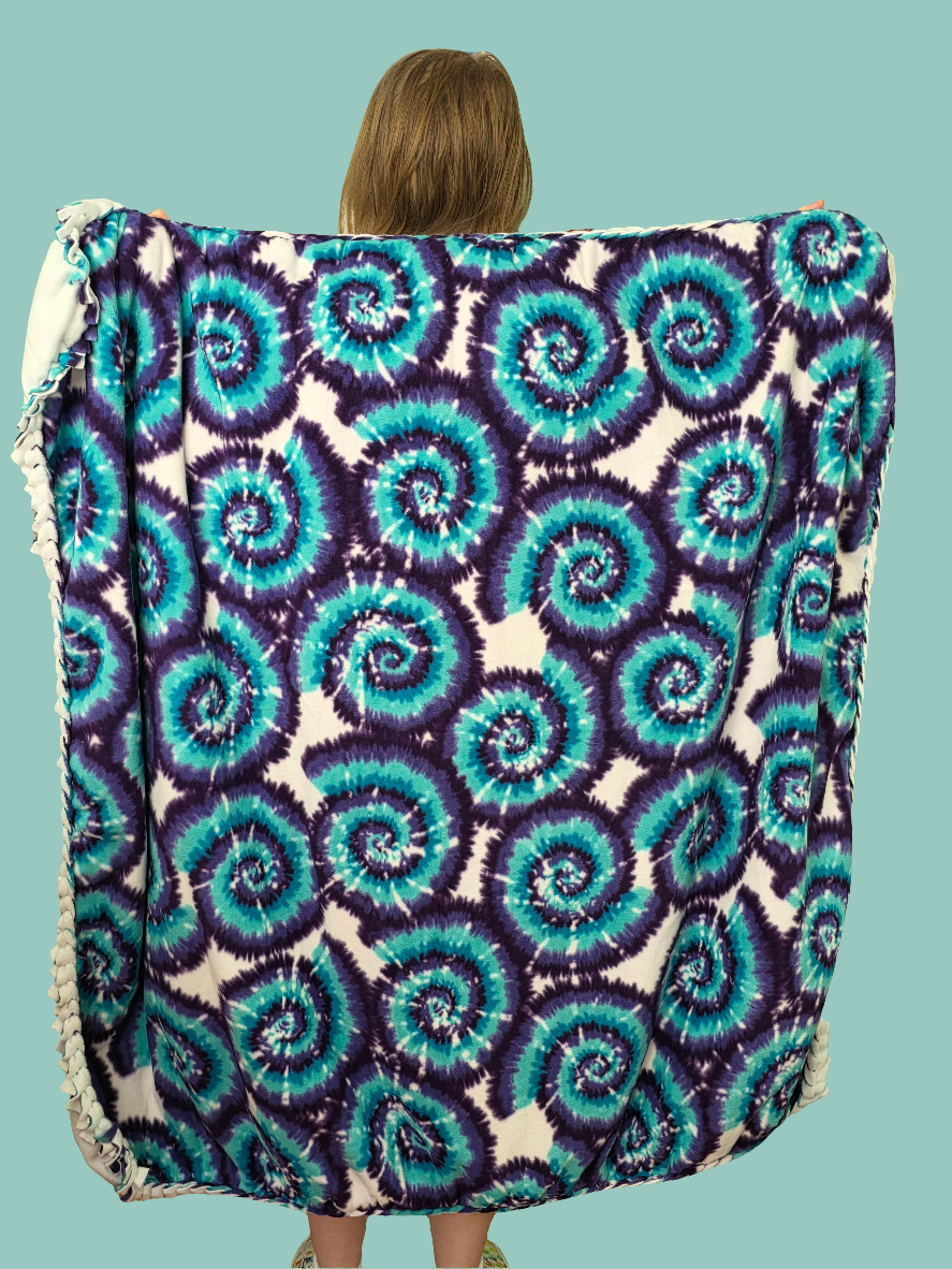 Purple Tie Dye Braided Blanket