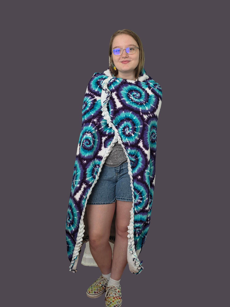 Purple Tie Dye Braided Blanket