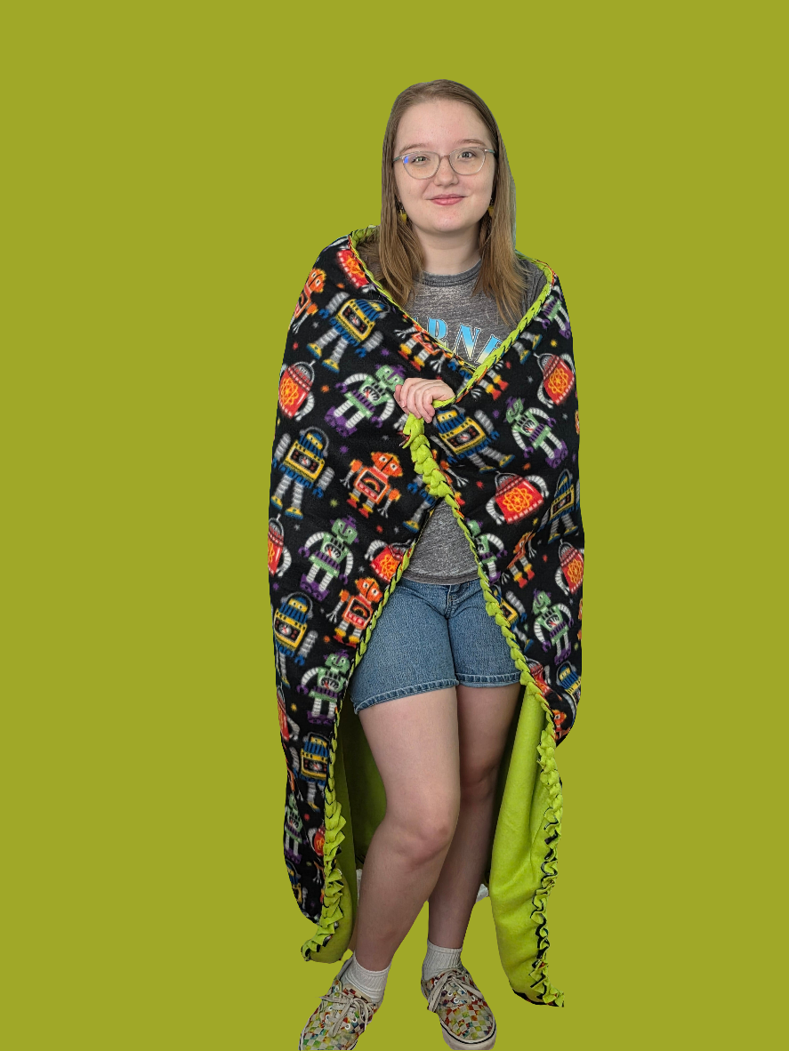 Robots Duo - Braided Blanket and Pillow
