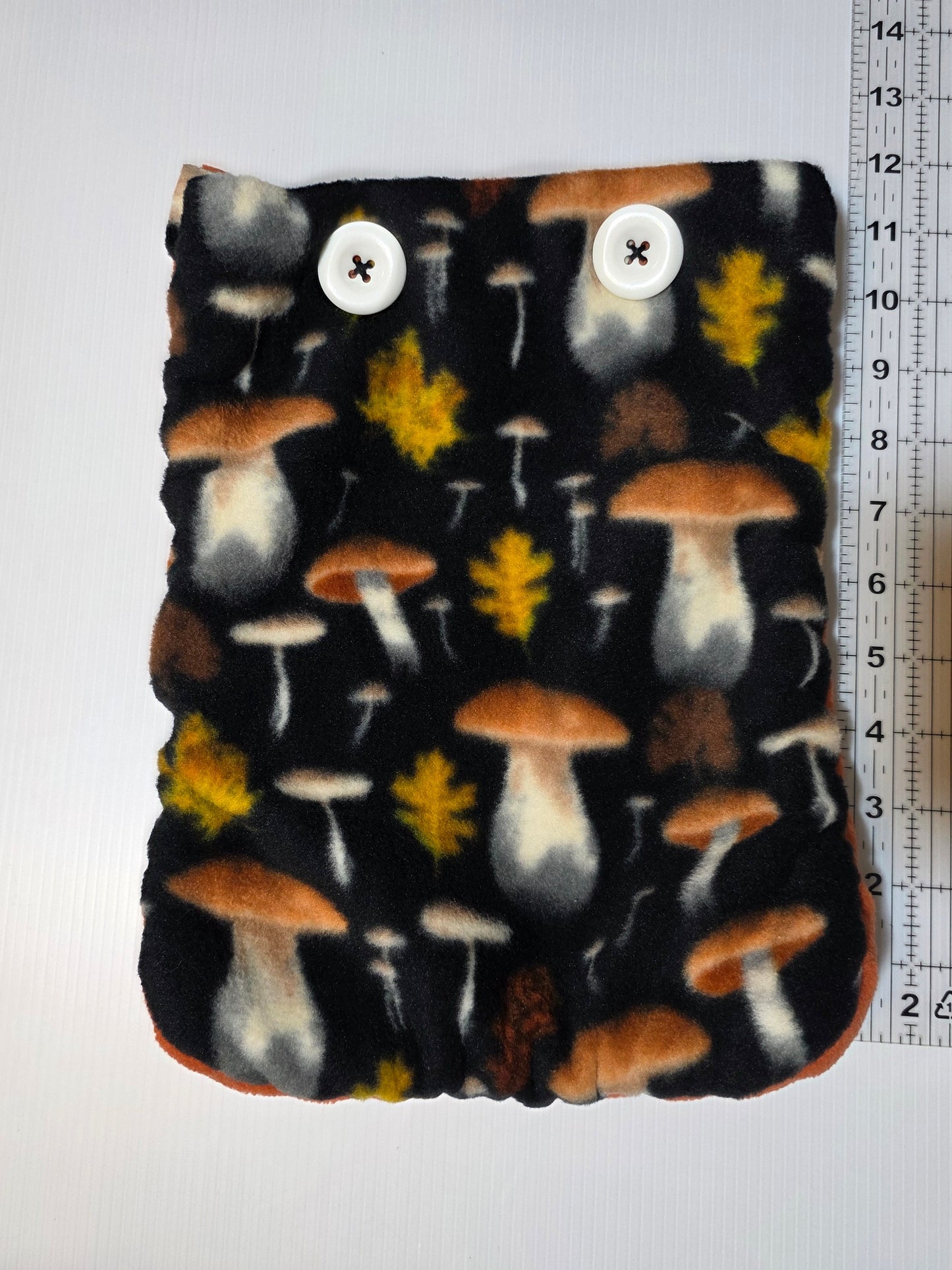 Mushroom and Leaves Pouch - Book size - top loading