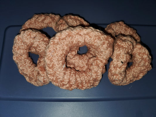 Ropey Dark Peach Scrunchies