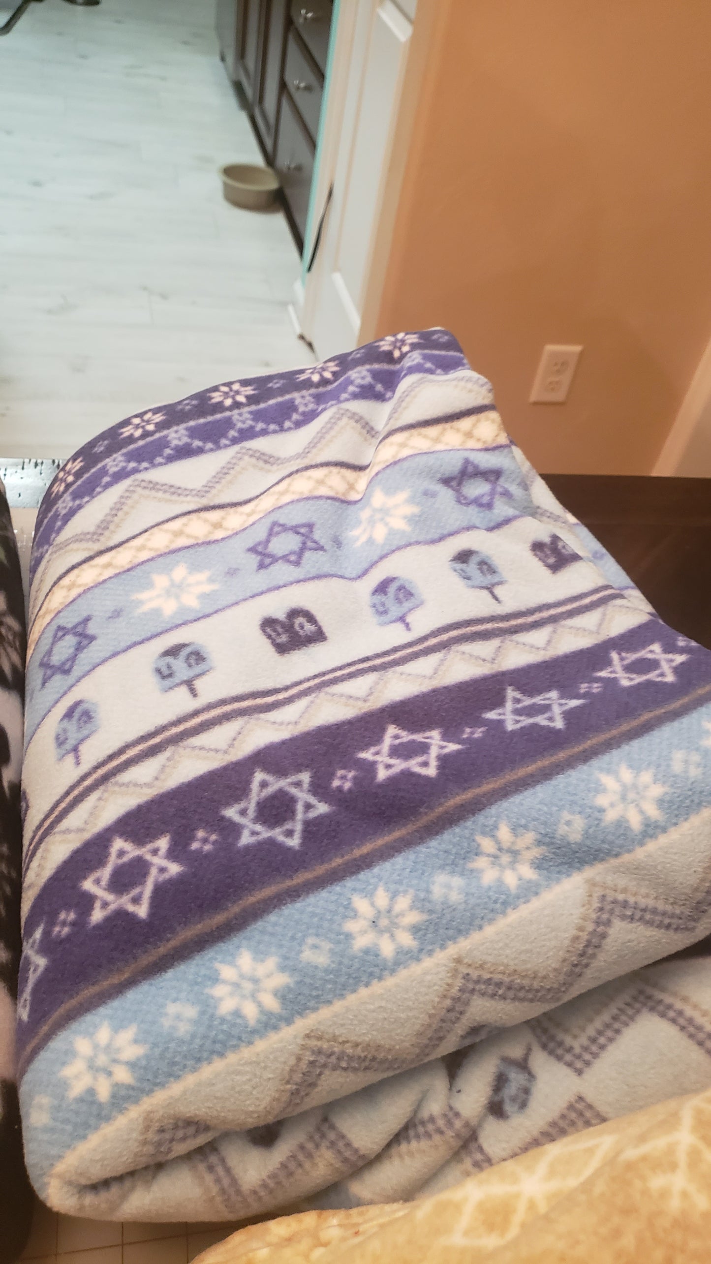 Blue Hannukah Braided Blanket