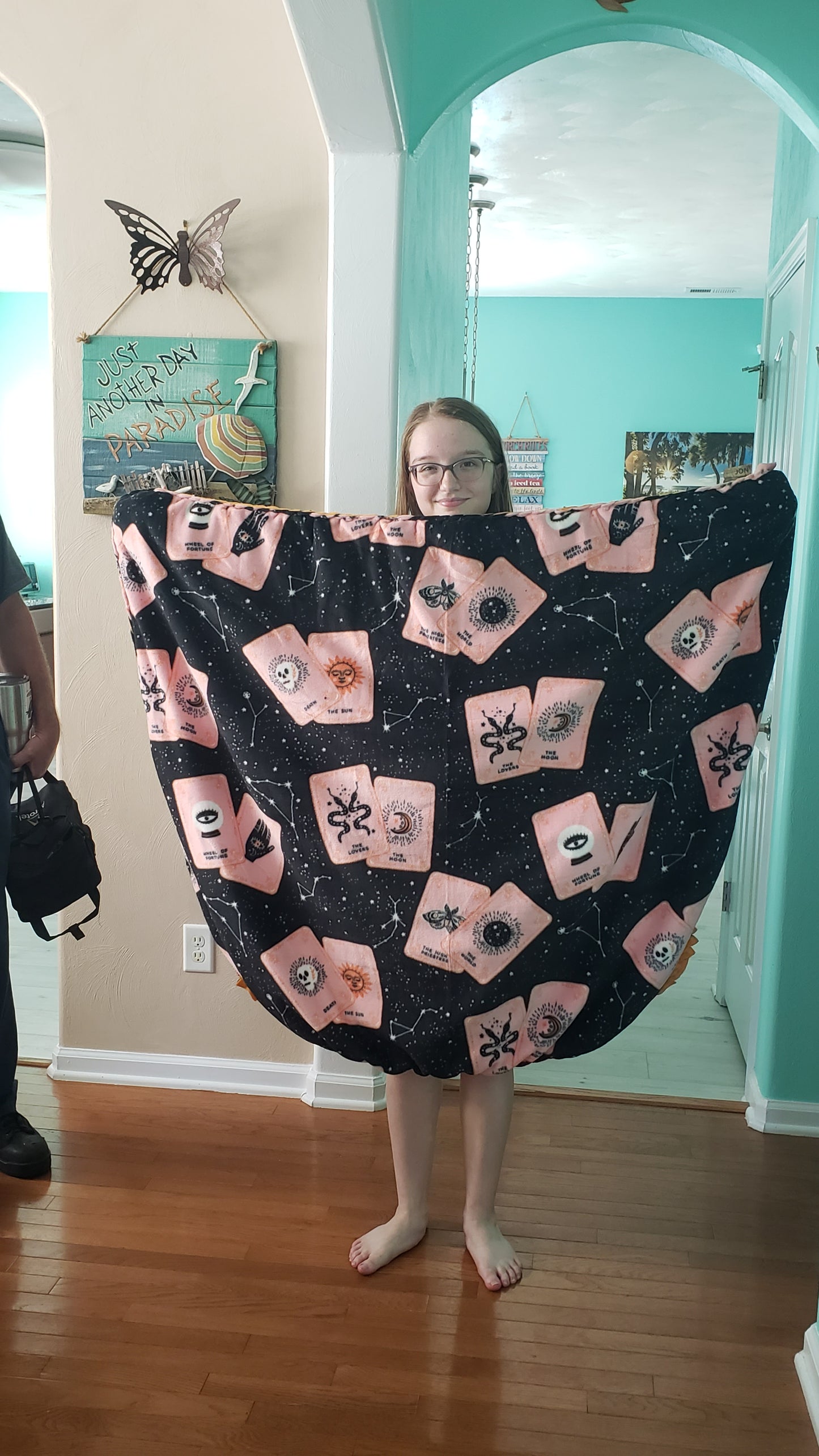 Cosmic Pink Cards Braided Blanket