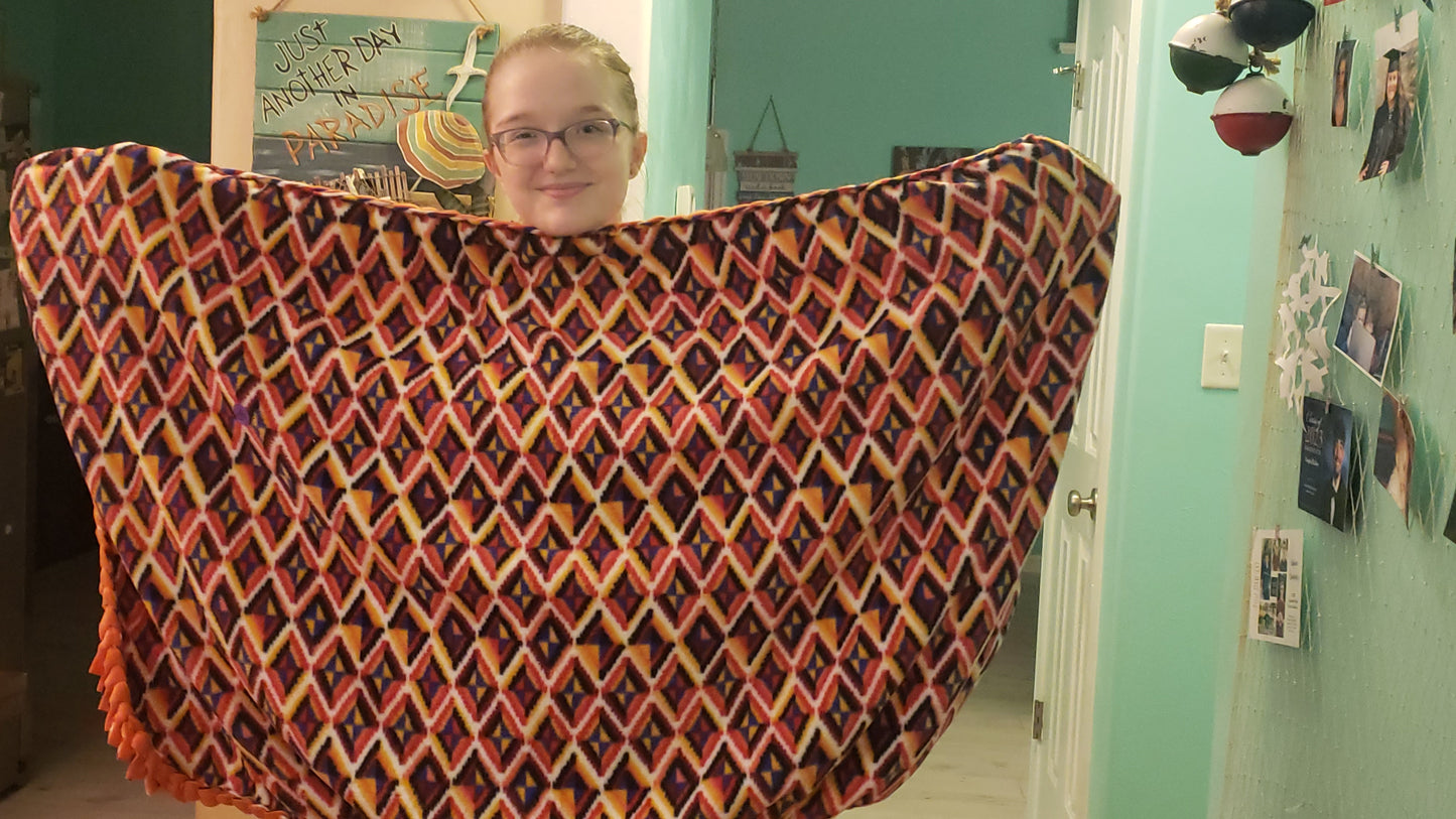 Multi Indian Orange Braided Blanket