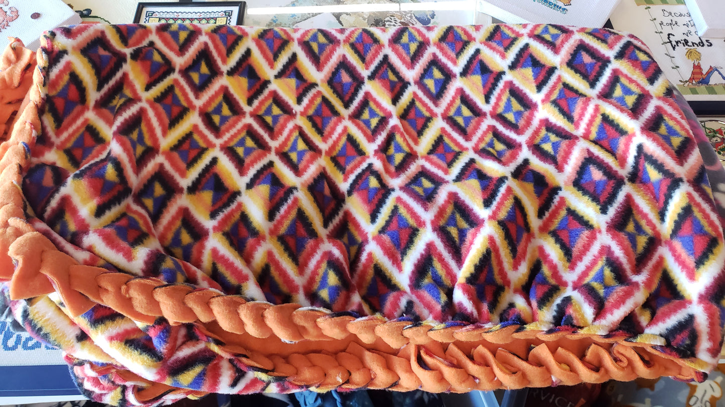 Multi Indian Orange Braided Blanket