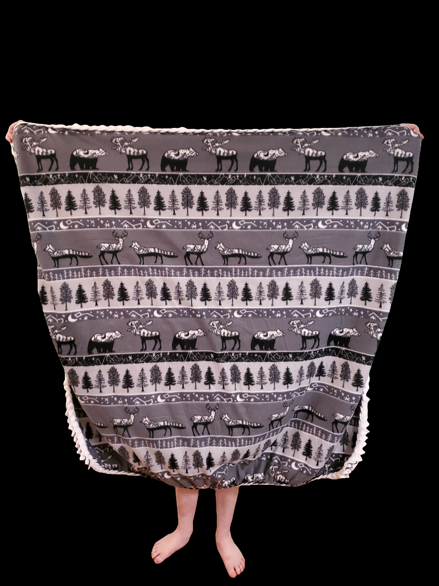Black and White Wilderness Braided Blanket