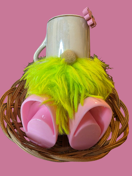 Pink Flower Power Tea Cup Gnome