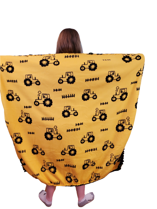Tractors Braided Edge Blanket