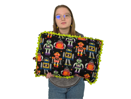Robots Duo - Braided Blanket and Pillow