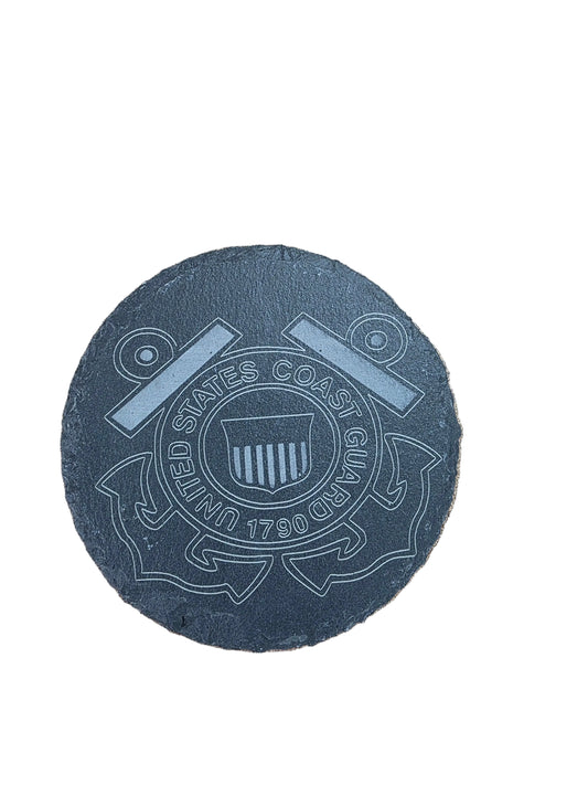 Coast Guard - Circle Slate Coaster (Copy)