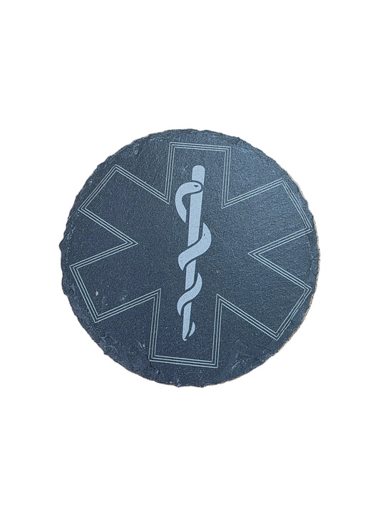 Paramedic Emblem - Circle Slate Coaster