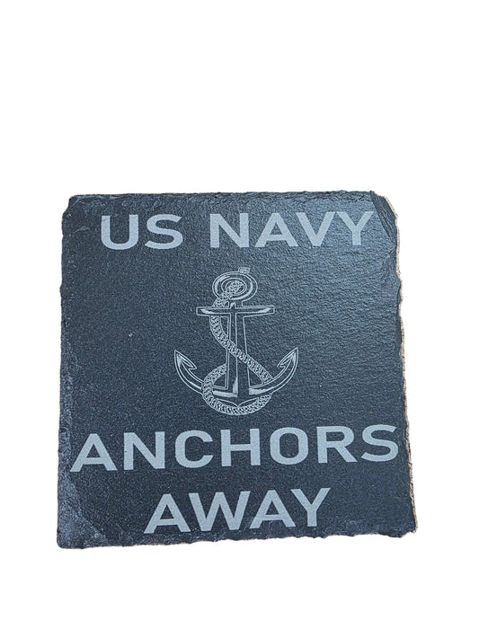 Anchors Away - Square Slate Coaster