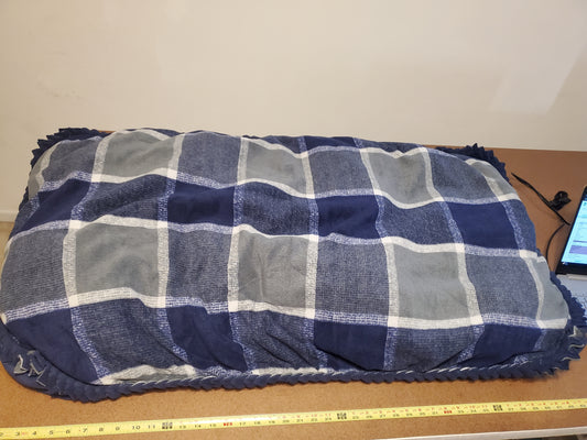 Navy Gray Plaid Pet Bed