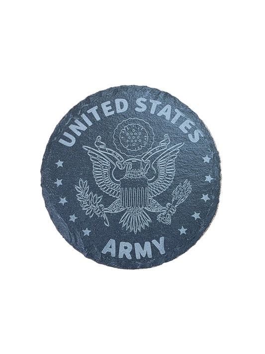 Army - Circle Slate Coaster